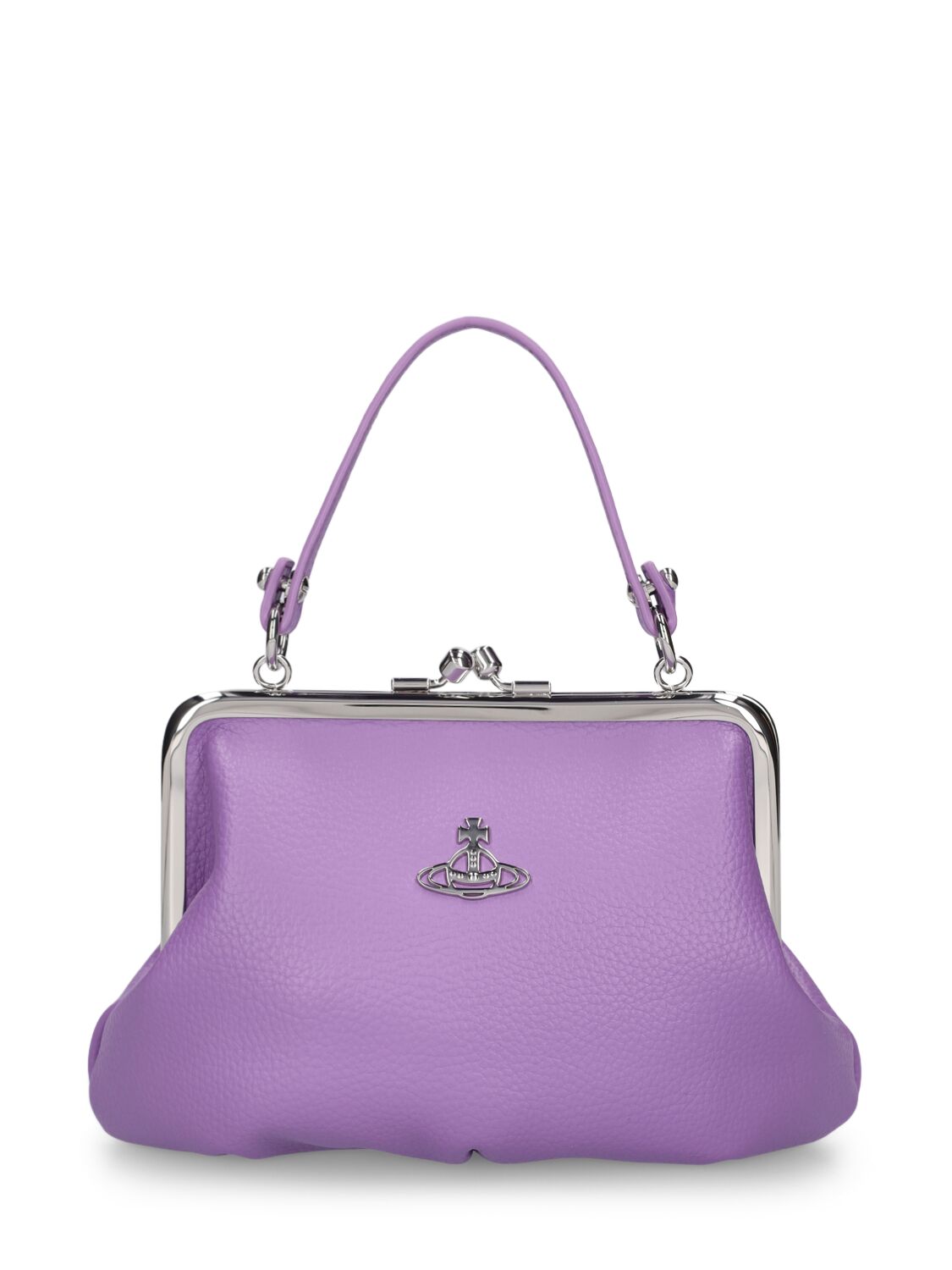 Vivienne Westwood Granny Frame Grained Faux Leather Bag In Purple