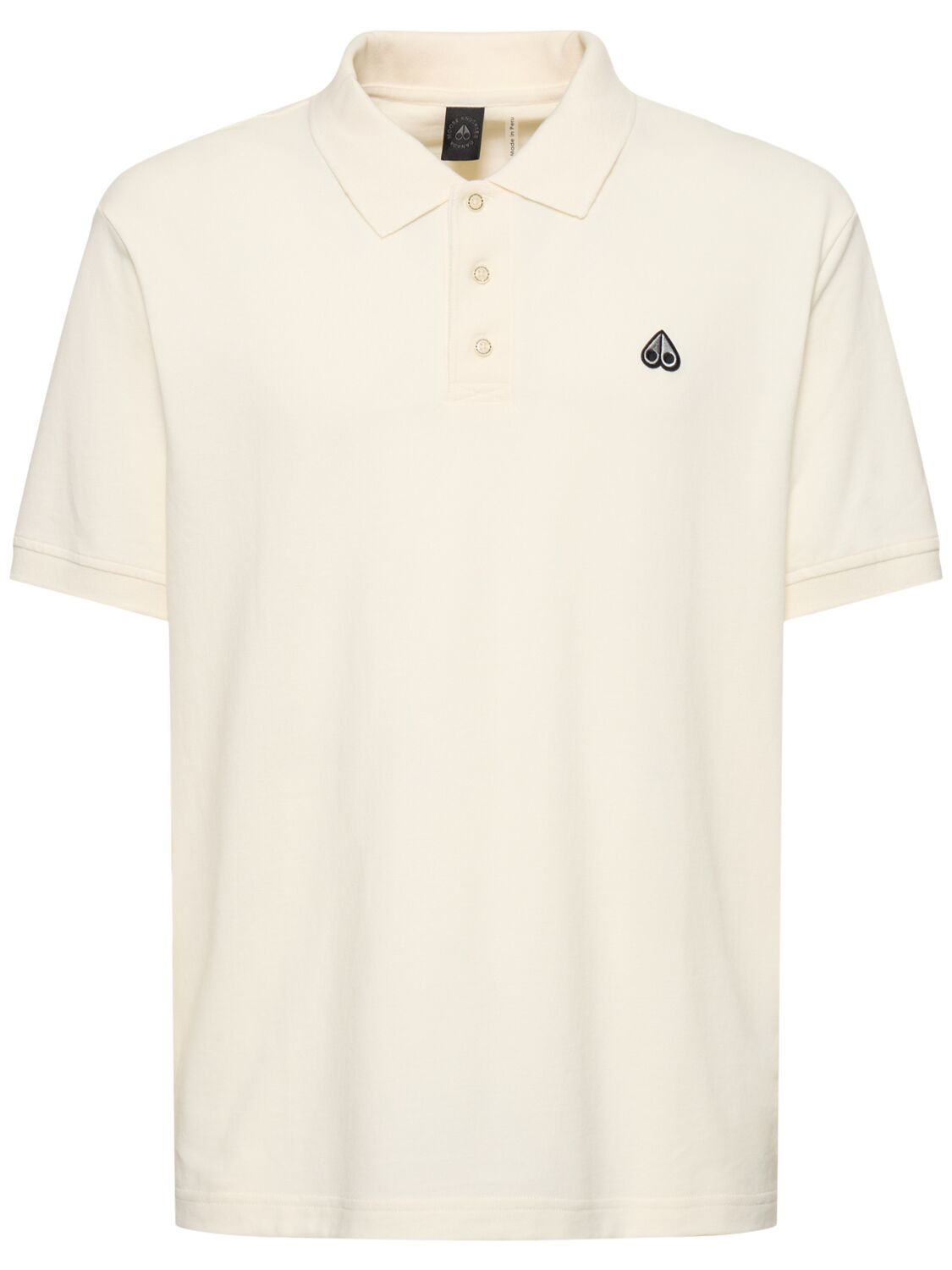 Moose Knuckles Piqué Cotton Polo Shirt In Beige,white