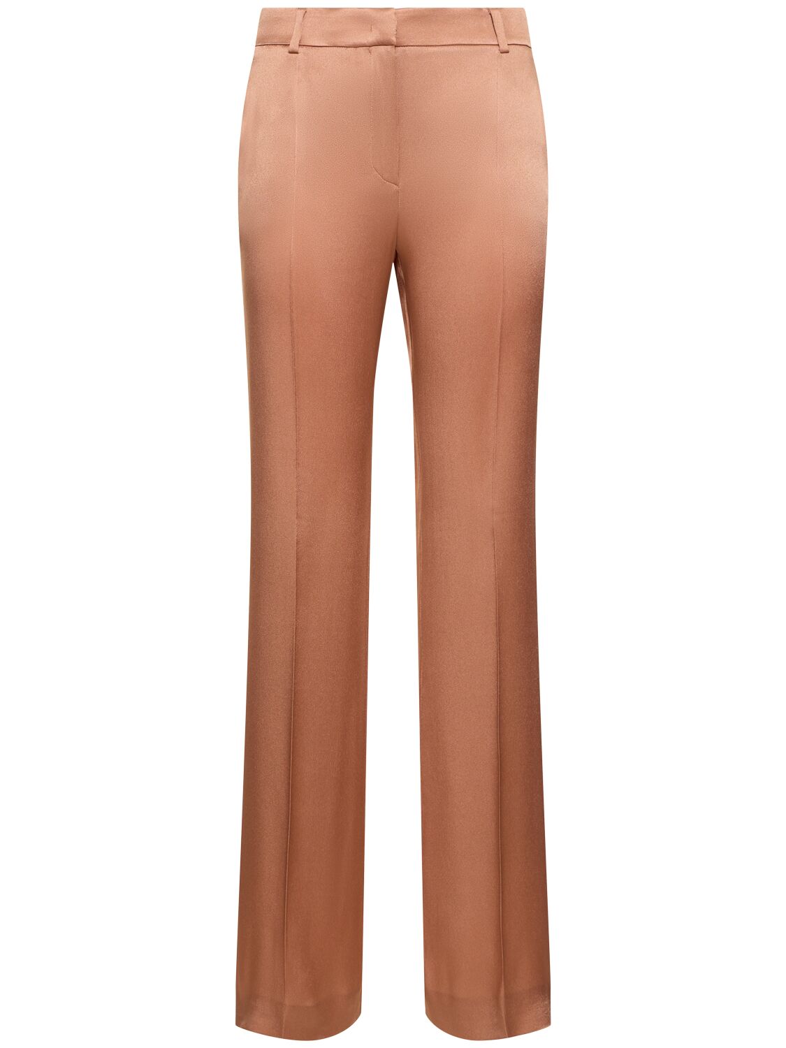 Alberta Ferretti Satin Straight Trousers In Light Pink