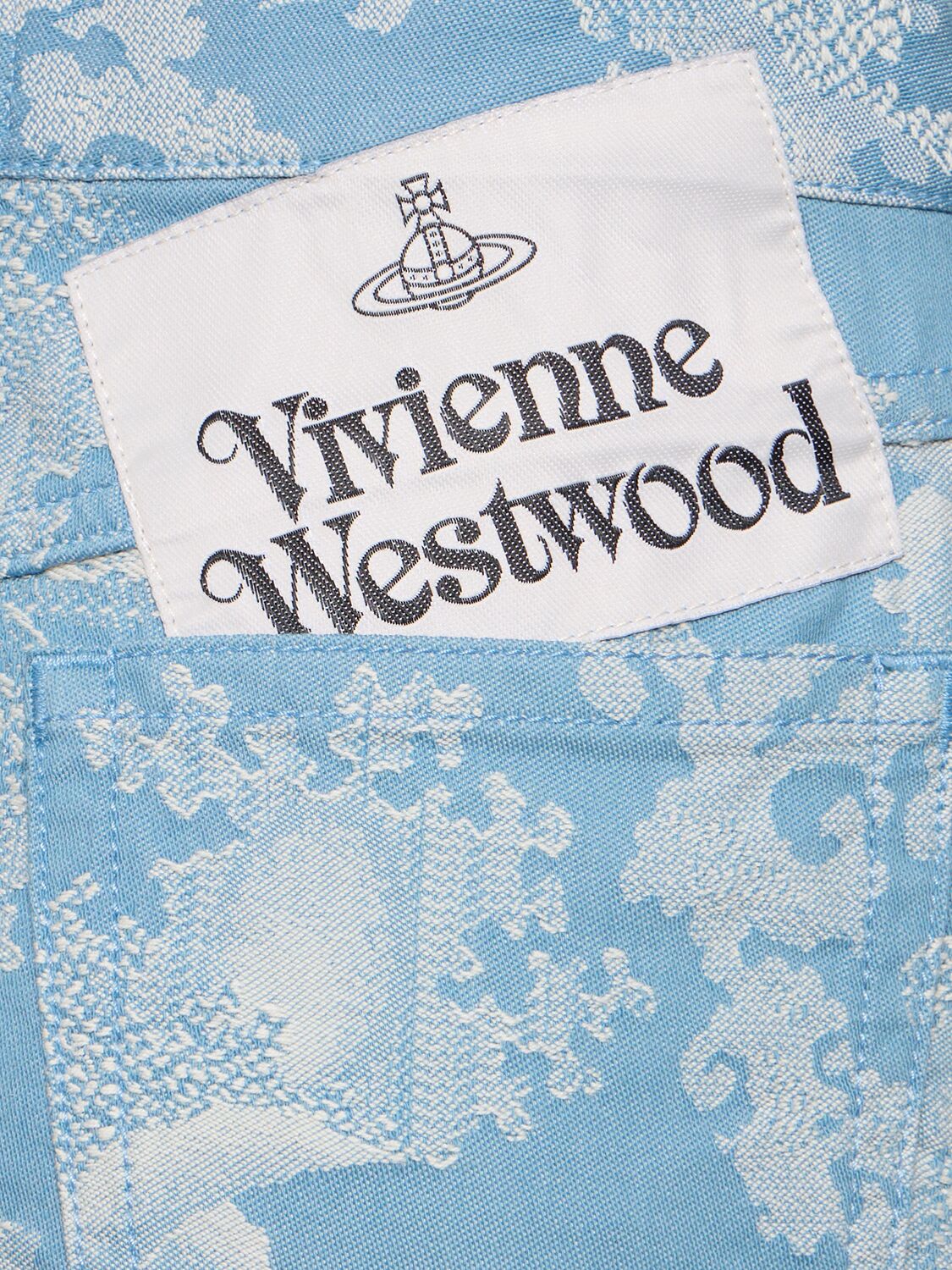 Shop Vivienne Westwood Foam Cotton Jacquard Mini Skirt In Blue,white