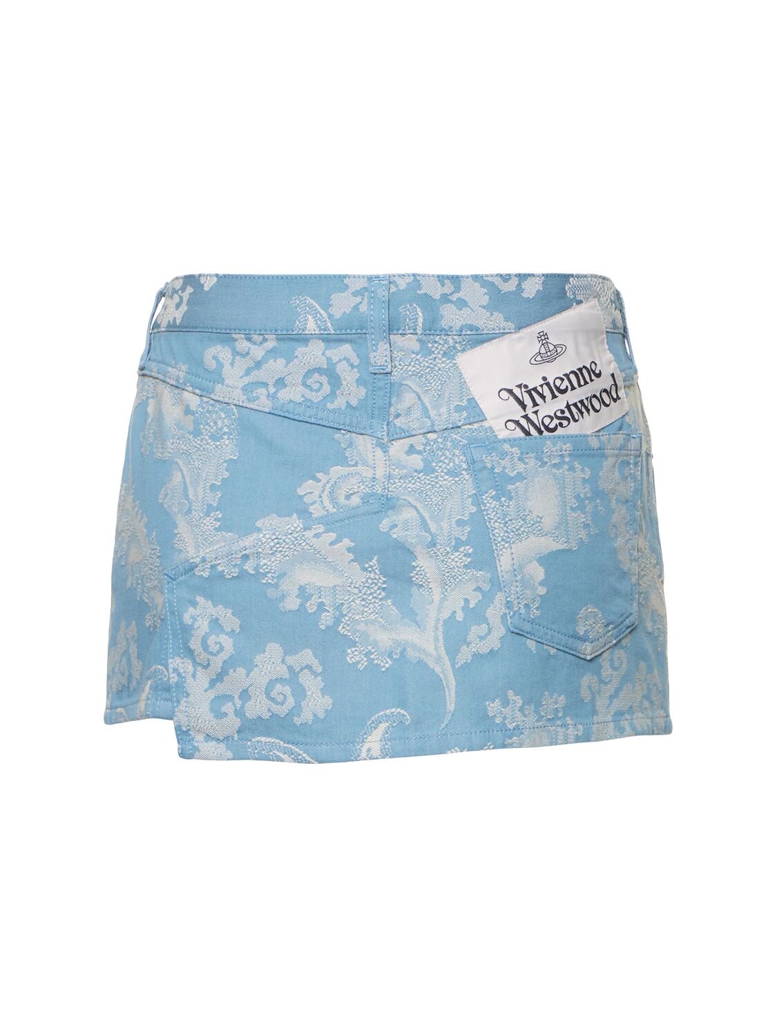 Shop Vivienne Westwood Foam Cotton Jacquard Mini Skirt In Blue,white