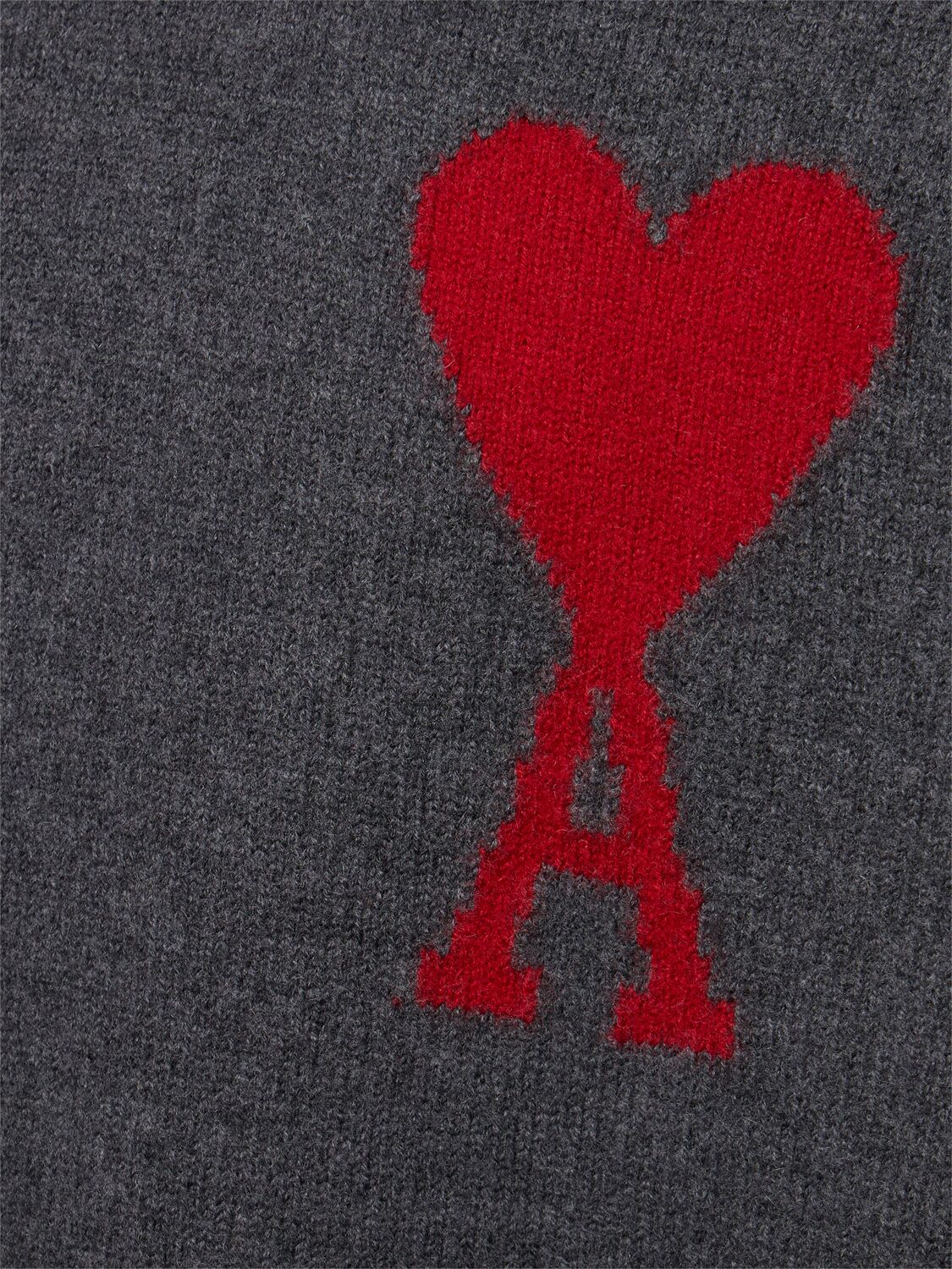 Shop Ami Alexandre Mattiussi Logo Wool Turtleneck Sweater In Heather Grey