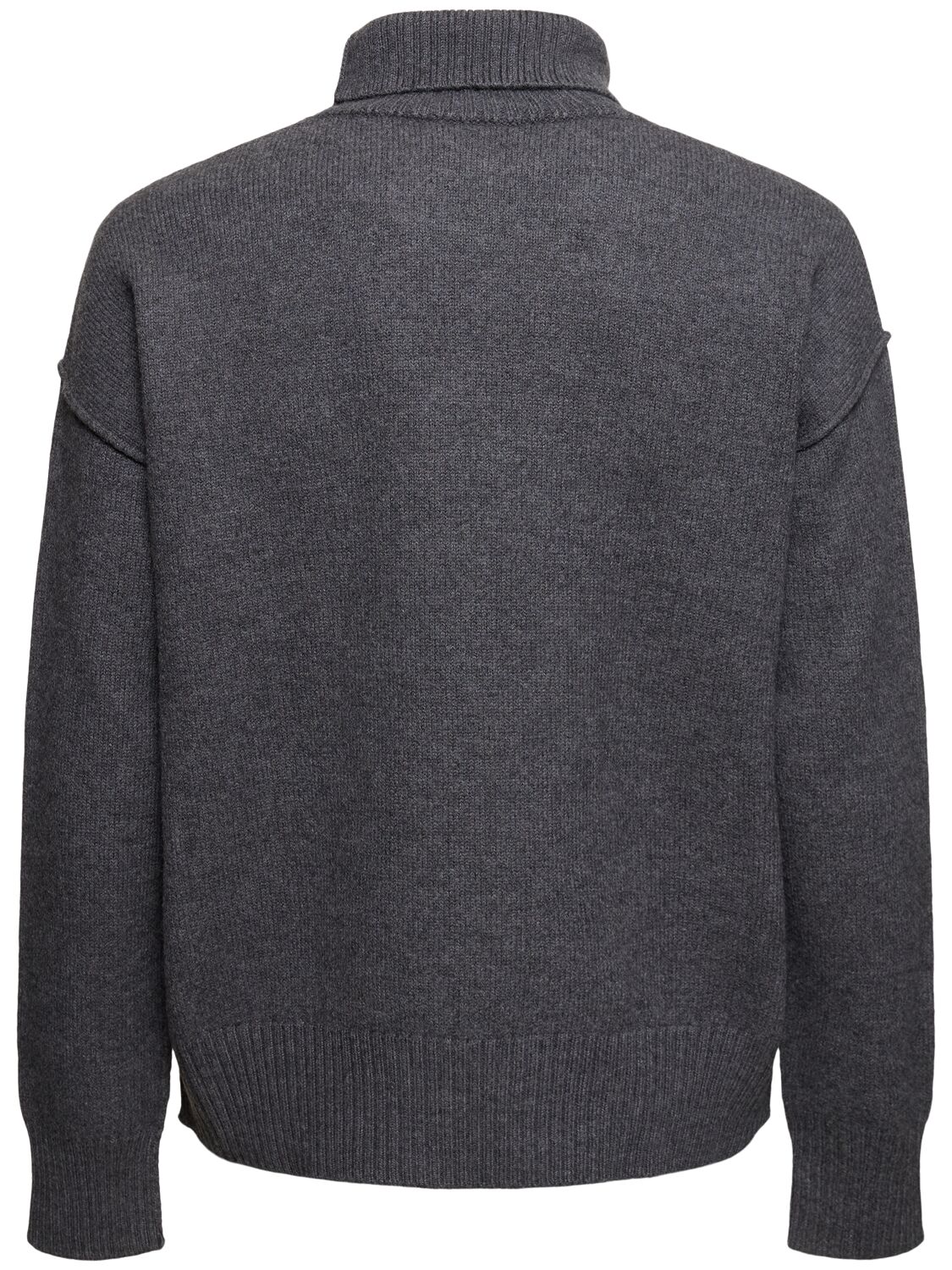 Shop Ami Alexandre Mattiussi Logo Wool Turtleneck Sweater In Heather Grey