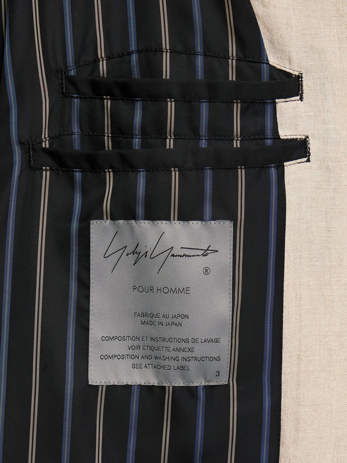 Shop Yohji Yamamoto Printed Linen Coat In White,black