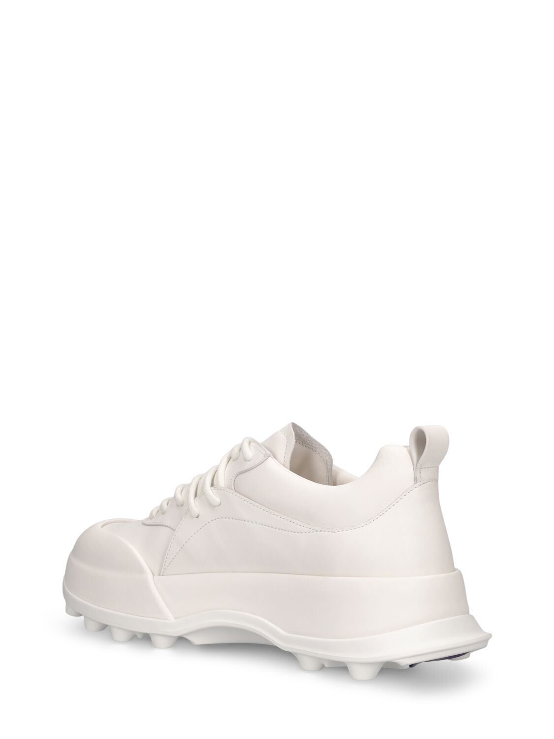 Shop Jil Sander Basket Leather Low Top Sneakers In White
