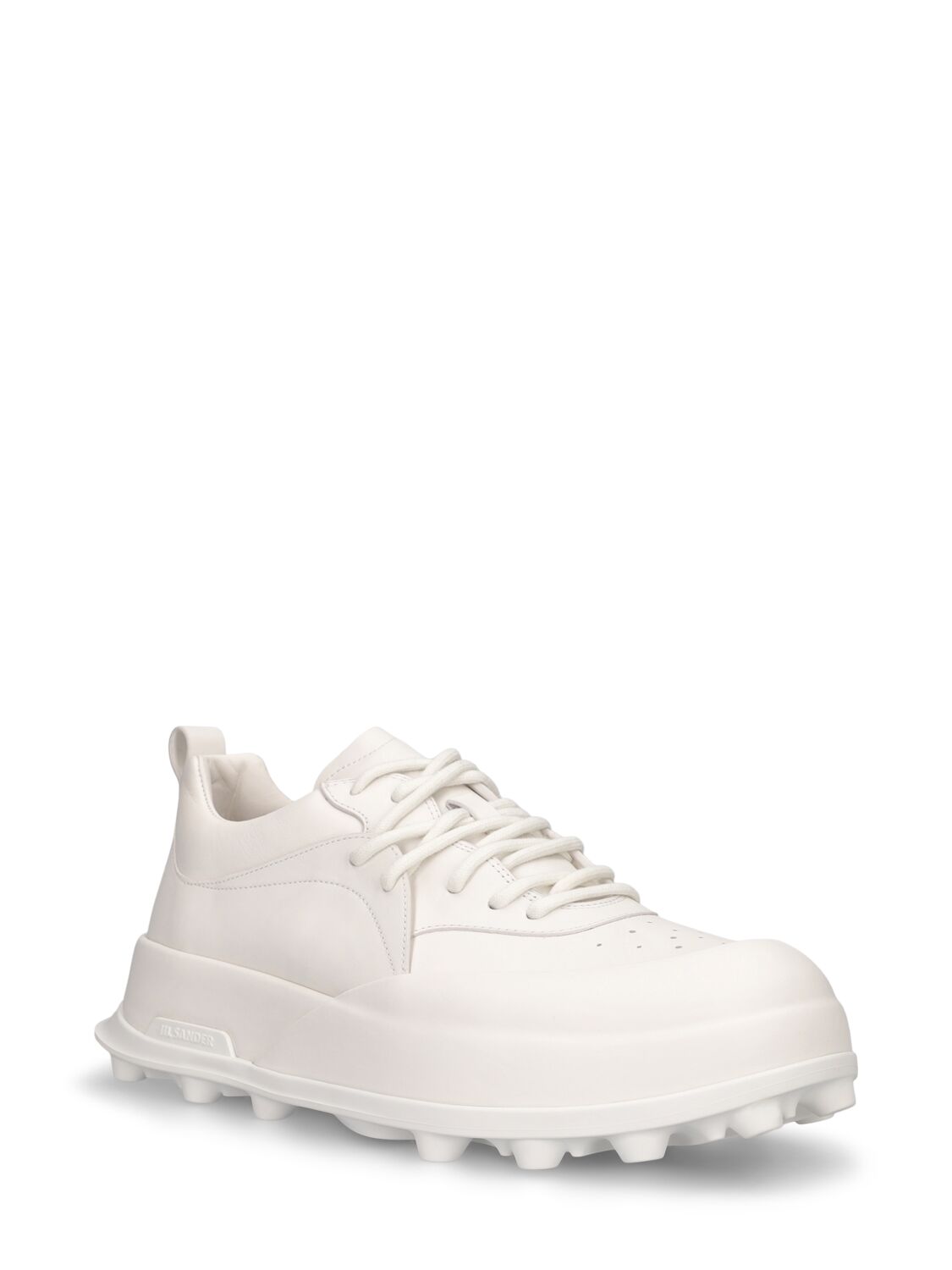 Shop Jil Sander Basket Leather Low Top Sneakers In White
