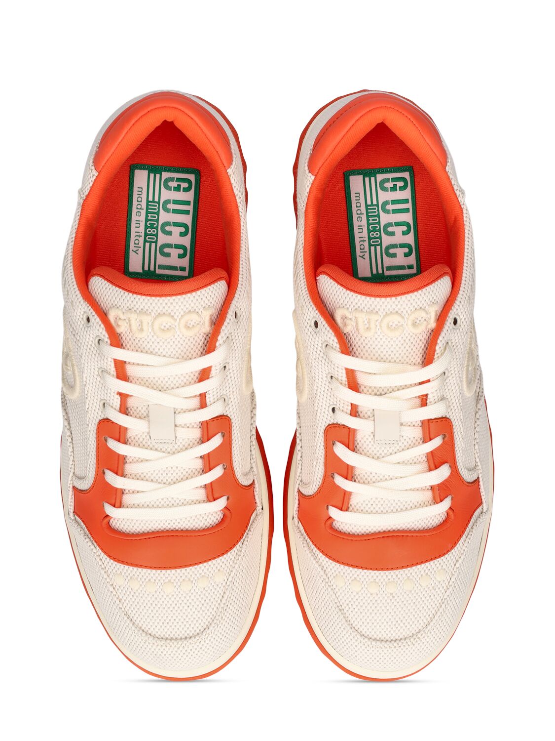 Shop Gucci Mac80 Trainer Sneakers In White,orange