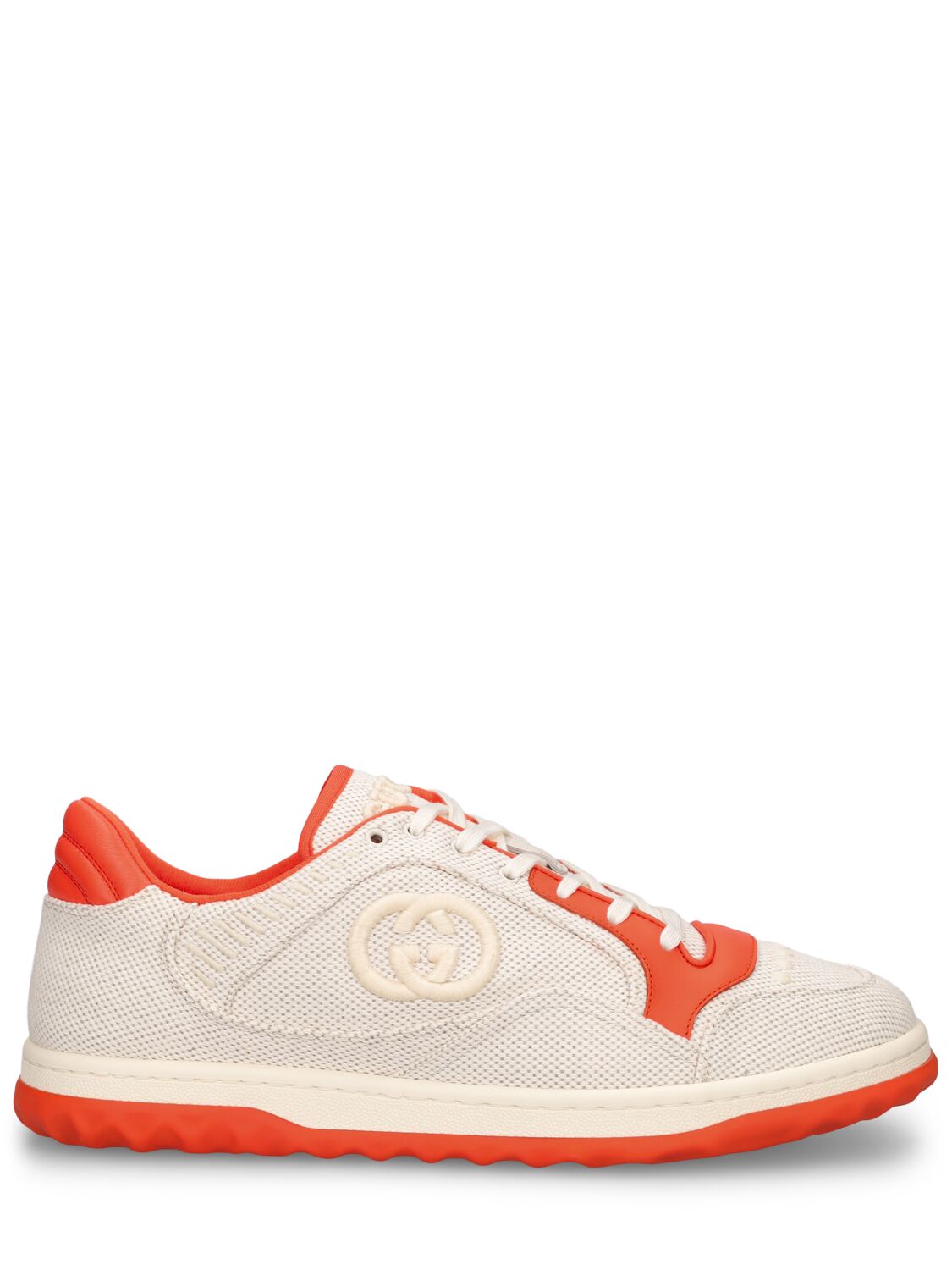Gucci Mac80 Leather Sneakers In White,orange