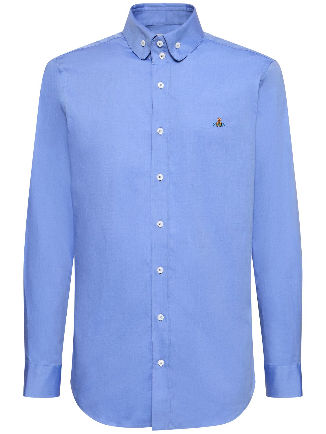 Shop Vivienne Westwood Two-button Cotton Poplin Shirt In Blue