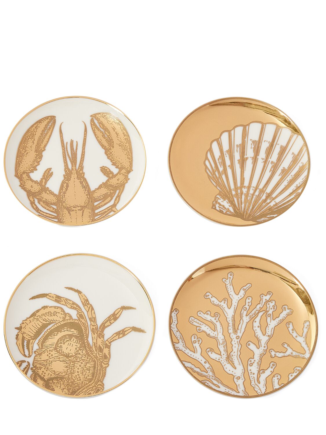 Jonathan Adler Set Of 4 Maritime Cocktail Coasters In Gold