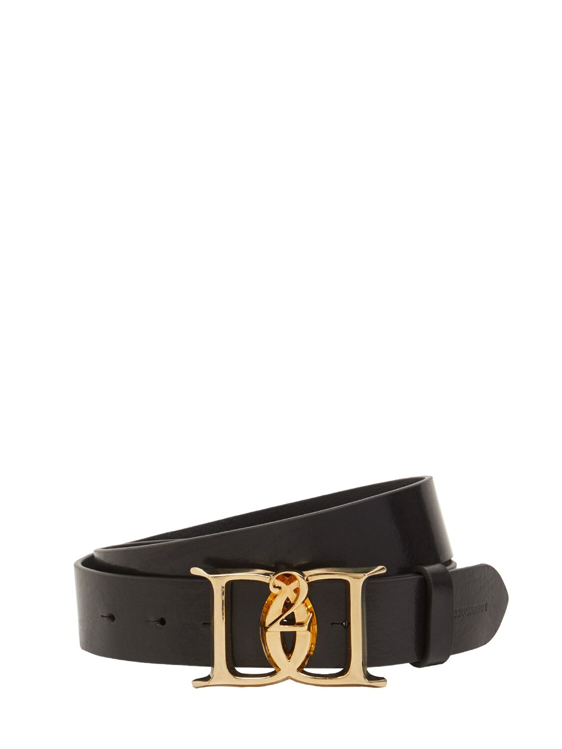 Dsquared2 Double D Leather Buckle Belt In Black