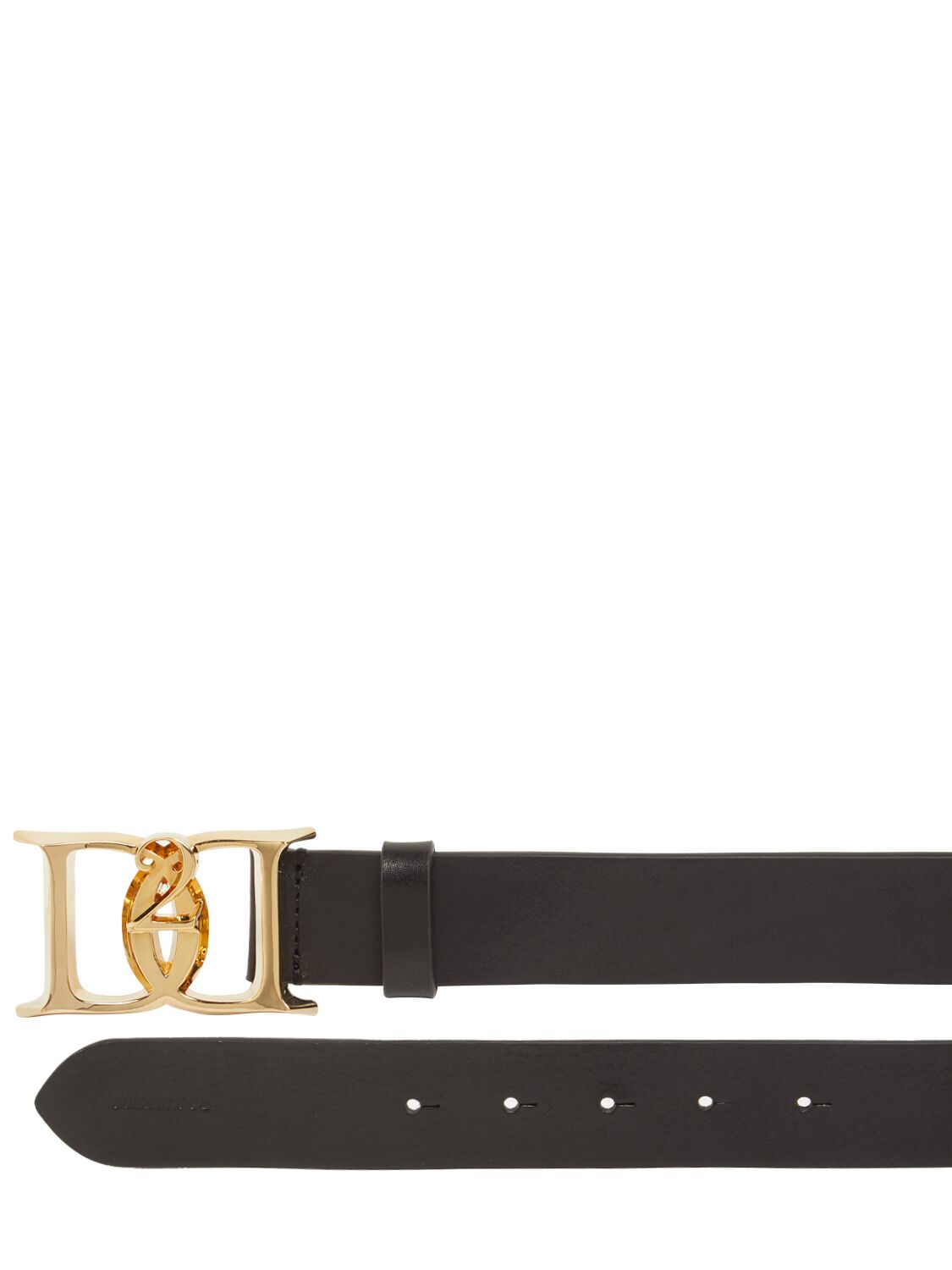 Shop Dsquared2 Double D Leather Buckle Belt In Black/gold