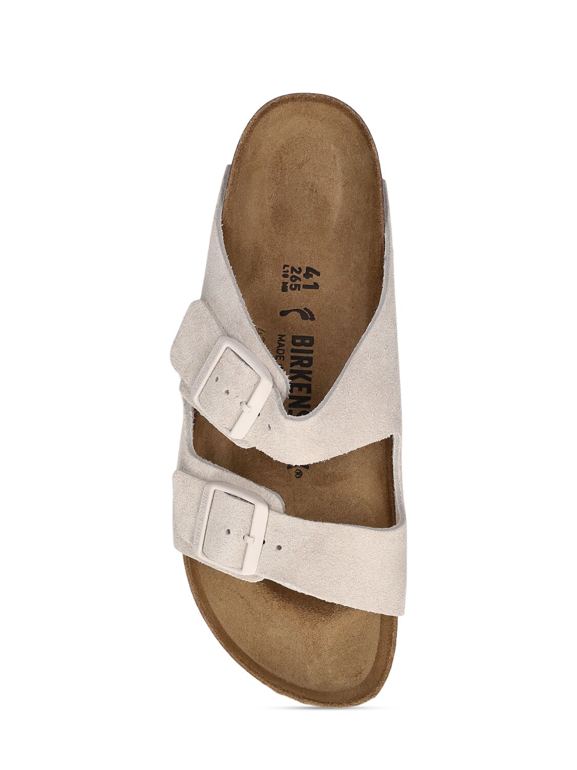 Shop Birkenstock Arizona Suede Sandals In White,beige