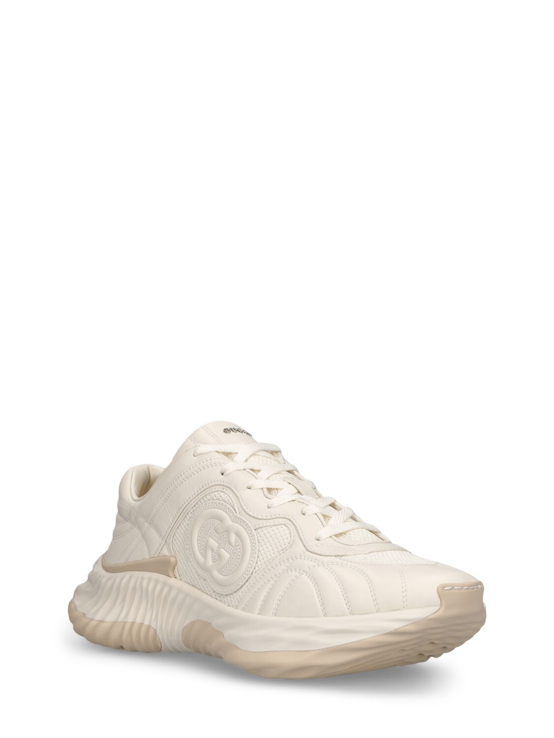 Shop Gucci 65mm Interlocking G Leather Sneakers In Off White