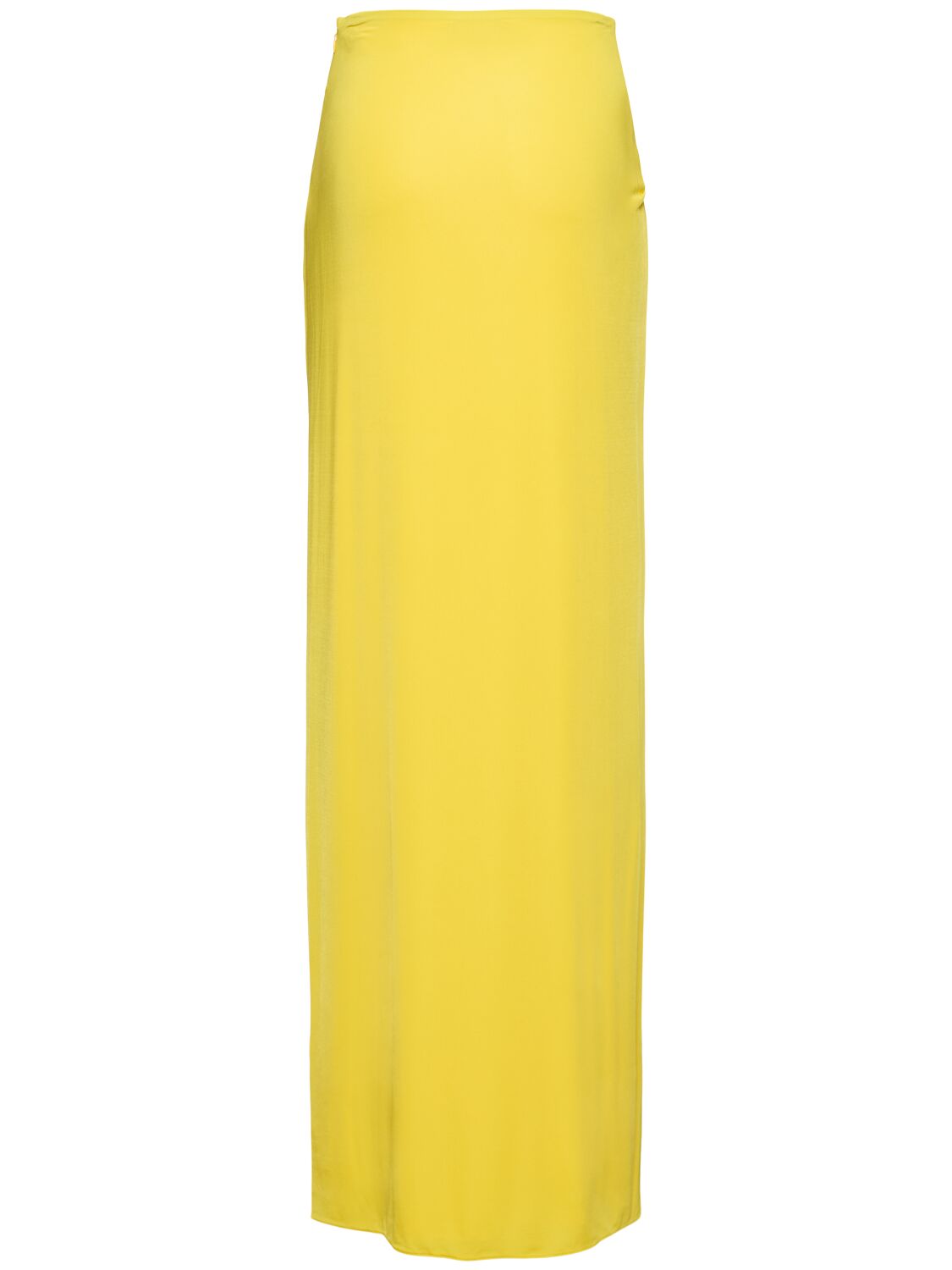 Shop Ralph Lauren Knot & Split Satin Long Skirt In Yellow
