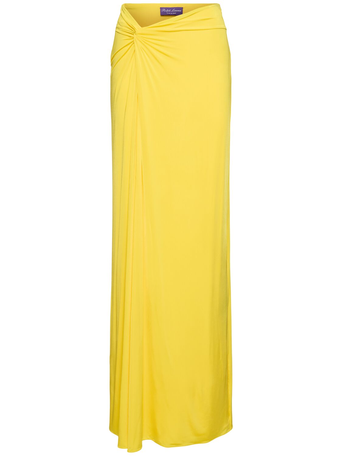 Ralph Lauren 打结&开叉绸缎长款半身裙 In Yellow