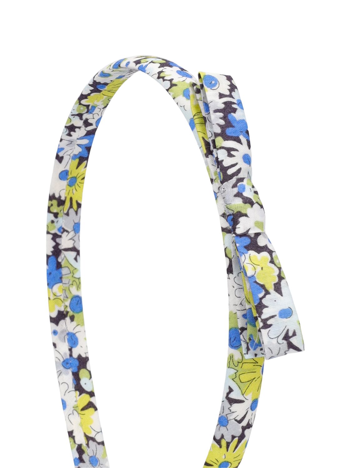 Shop Bonpoint Printed Cotton Headband W/ Bow In Blue