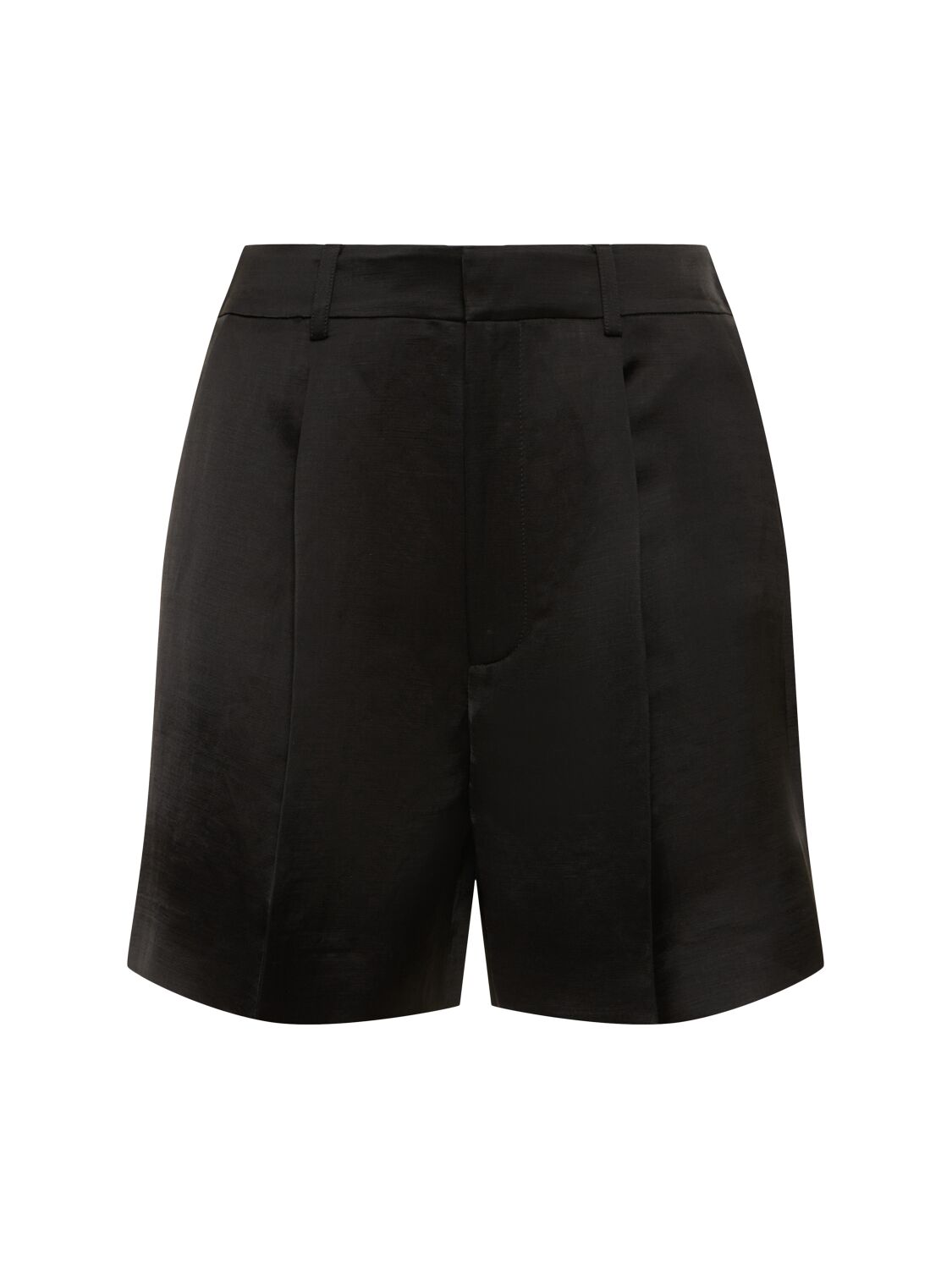 Ralph Lauren High Waist Linen Blend Shorts In Black