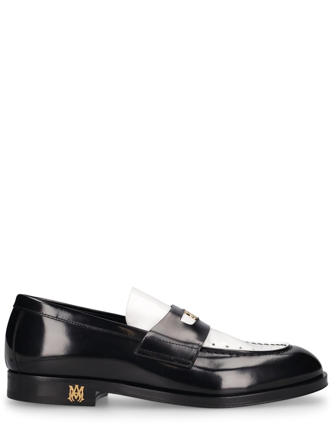 Shop Amiri Ma Leather Loafers In Black,white
