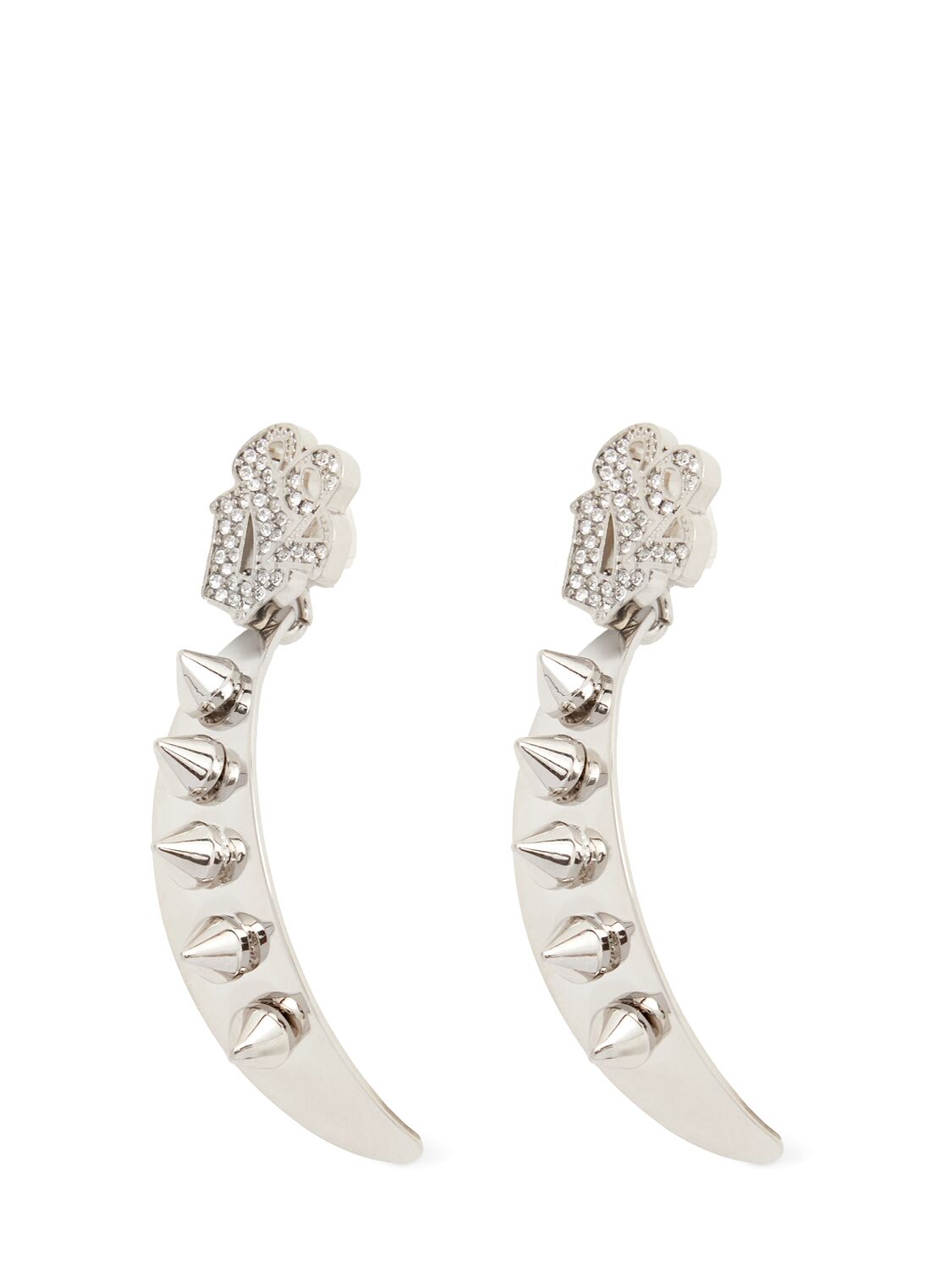 Shop Dsquared2 Gothic Studs Drop Earrings In Palladio/crysta