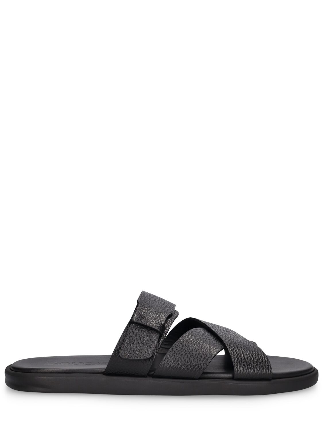 Doucal's Tumblet Leather Sandals In Black