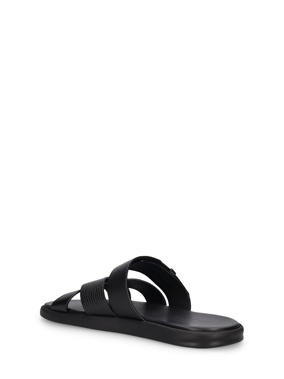 Shop Doucal's Tumblet Leather Sandals In Black