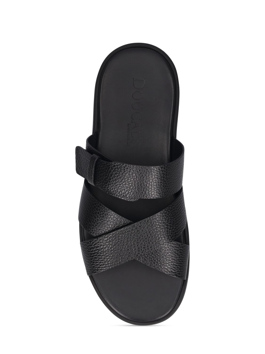 Shop Doucal's Tumblet Leather Sandals In Black