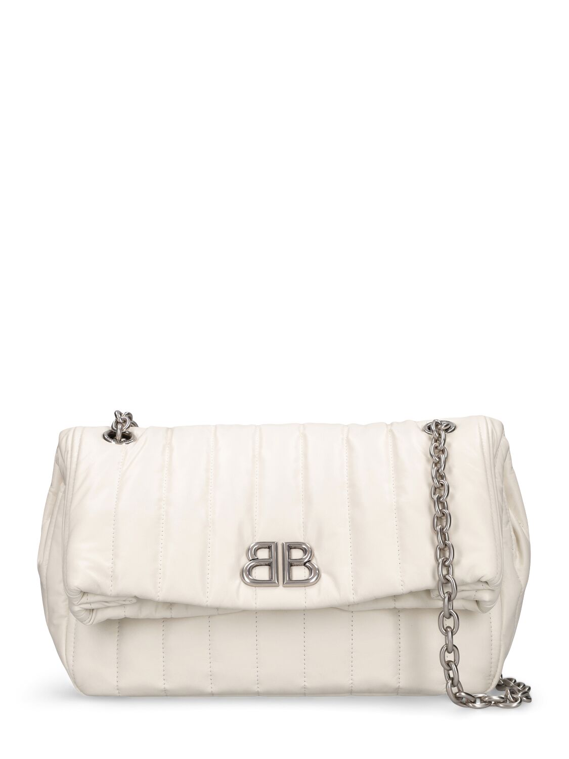 Balenciaga Monaco Quilted Shoulder Bag In Off White