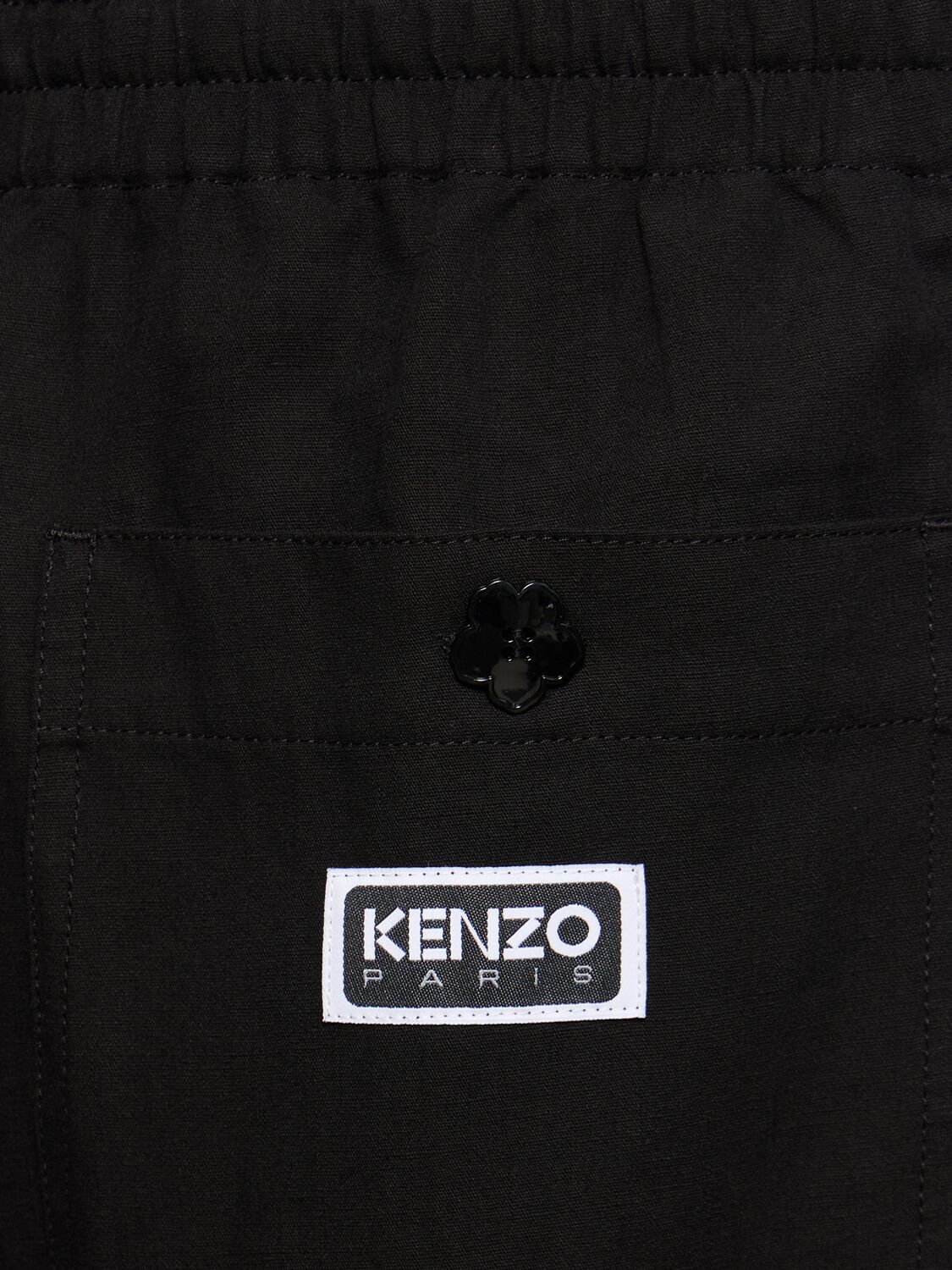 Shop Kenzo Cotton & Linen Cargo Jogging Pants In Black