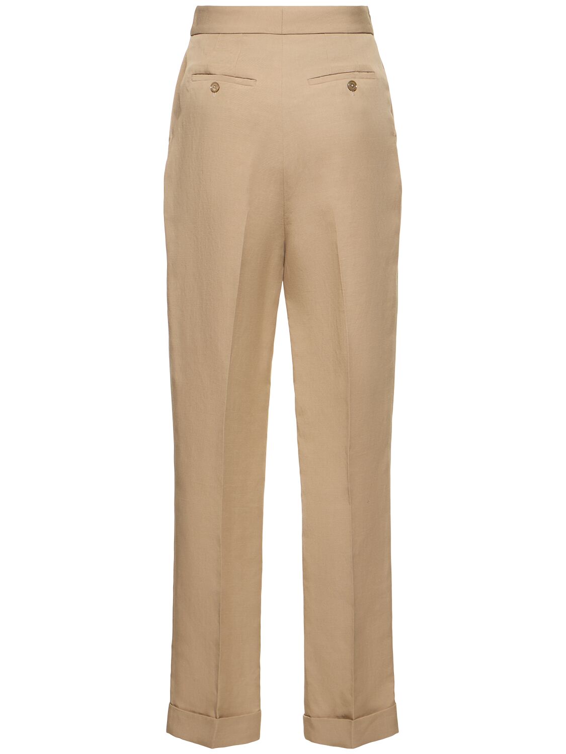 Shop Ralph Lauren Linen Blend Straight Pants In Dark Beige