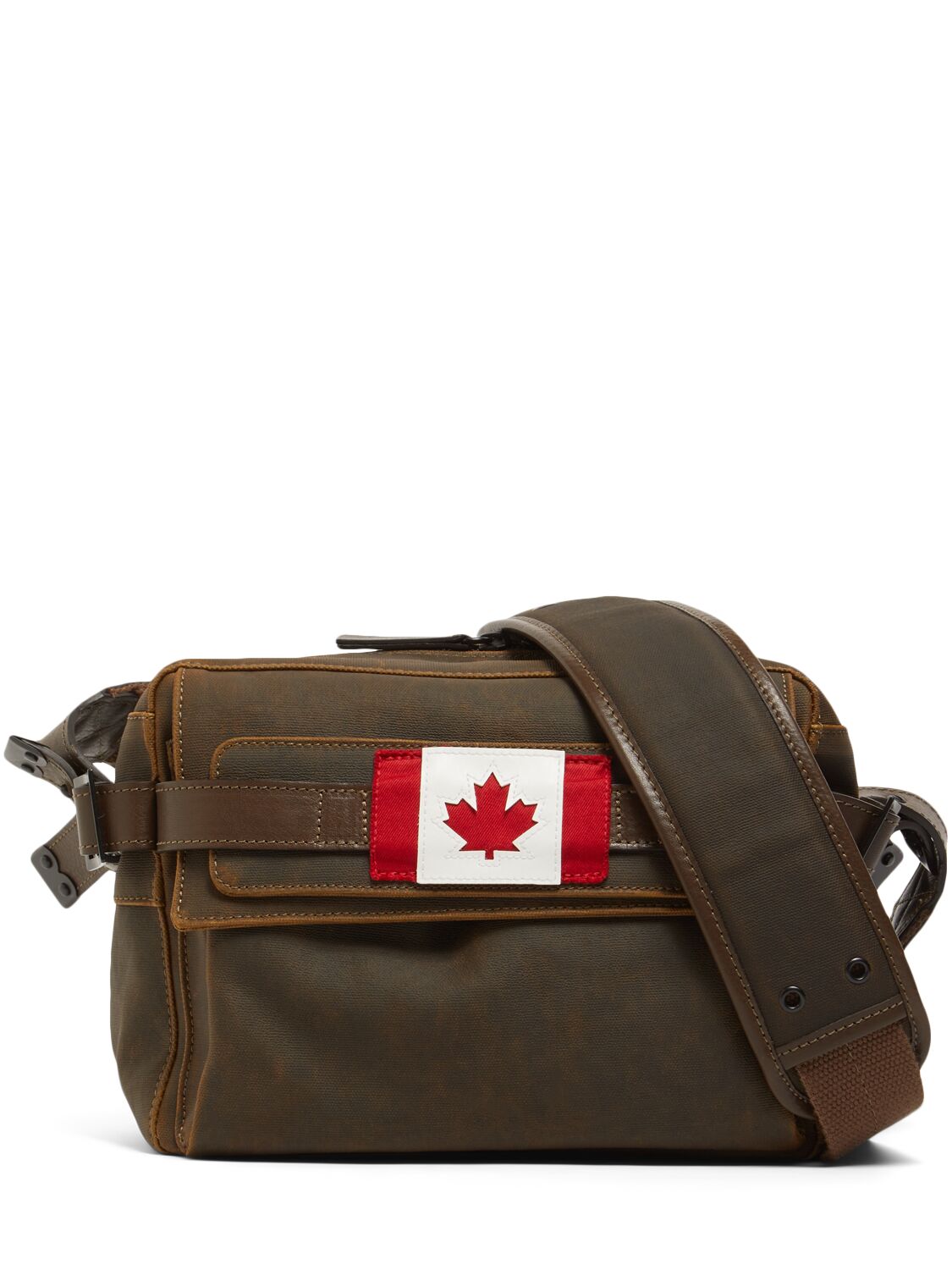 Dsquared2 Canadian Flag Canvas Crossbody Bag In Green