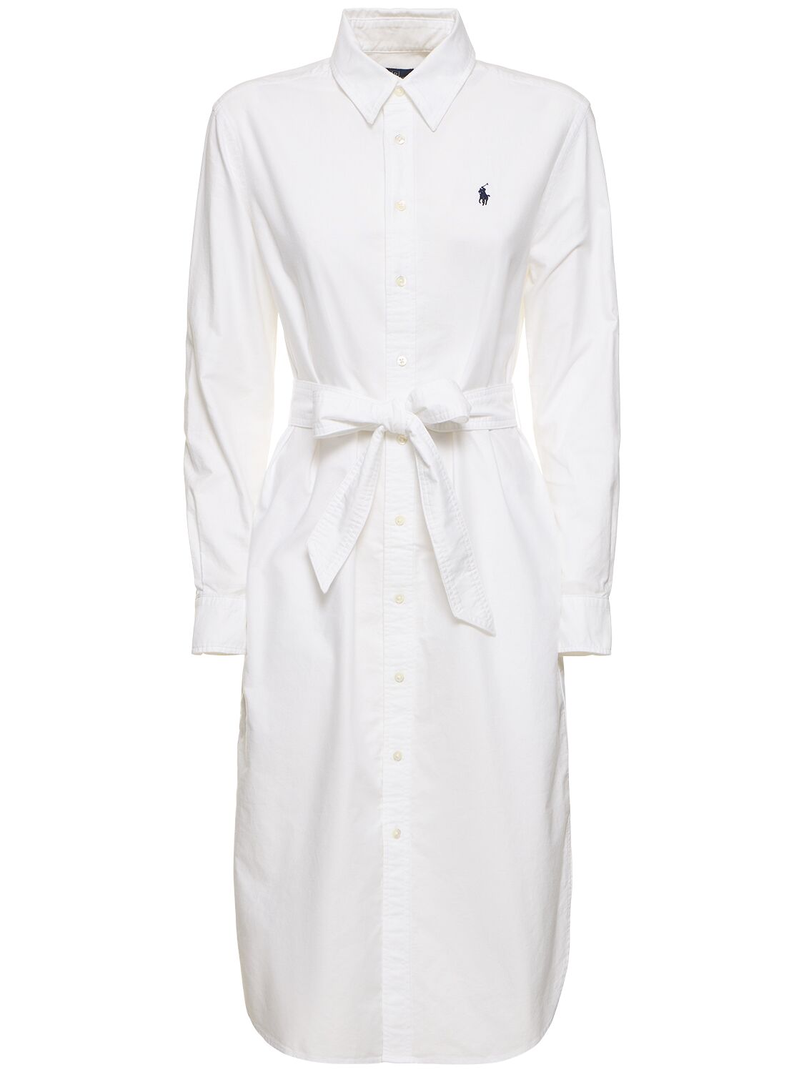 Image of Cory Self-tie Cotton Midi Shirt Dress