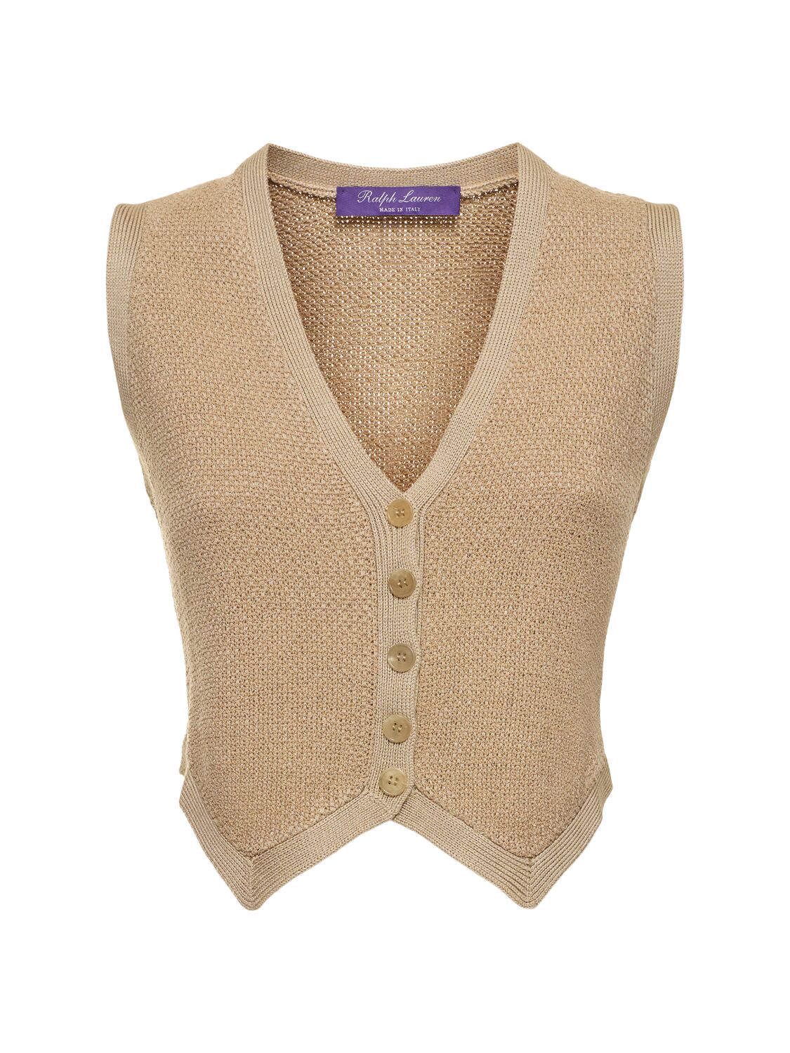 Ralph Lauren Silk Tweed Vest In Beige