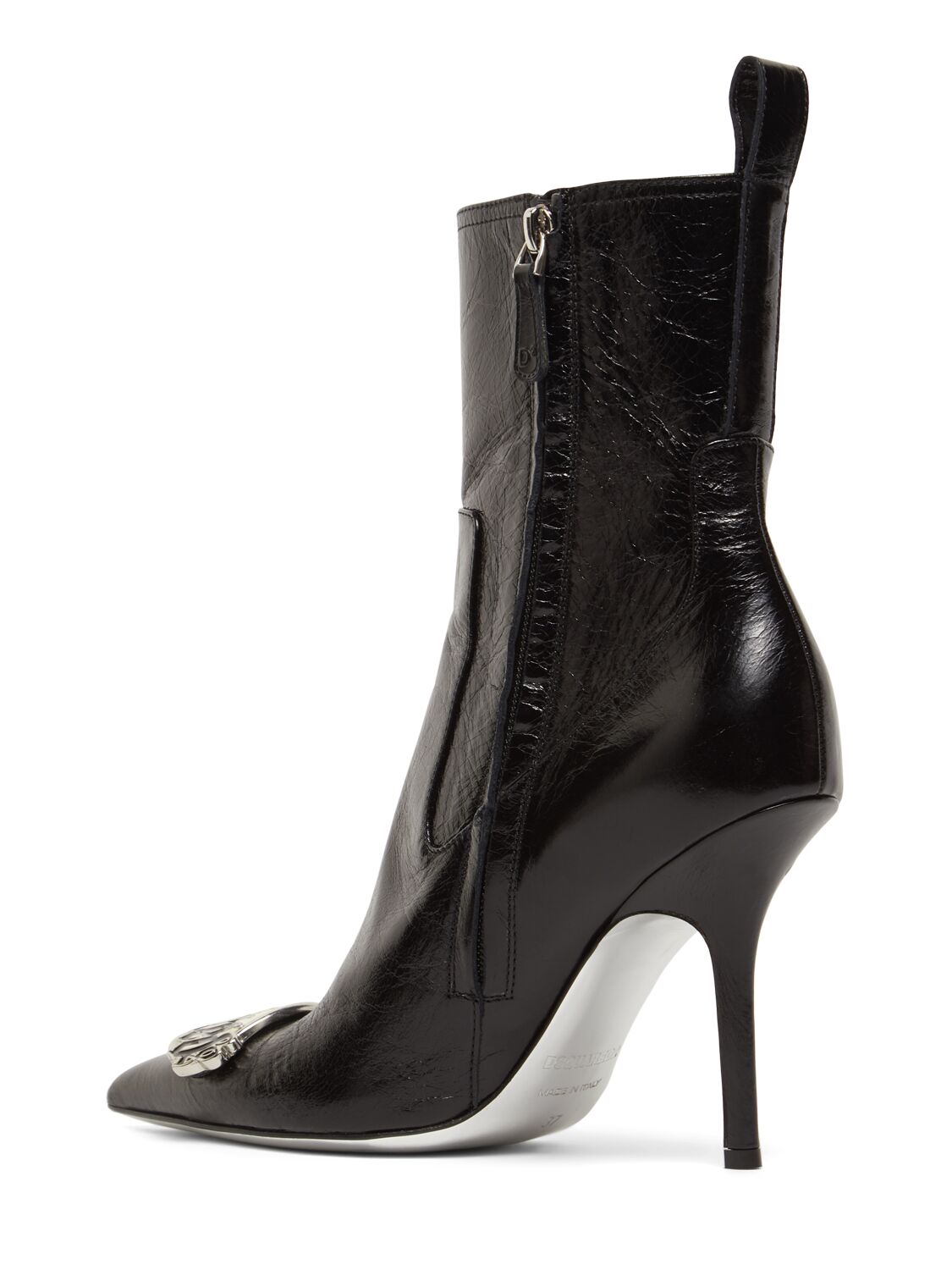 Shop Dsquared2 100mm Gothic Leather Ankle Boots In Black