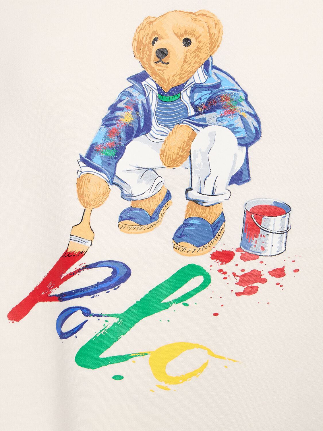 Shop Polo Ralph Lauren Graphic Paint Sweatshirt W/ Bear In Navis Paint