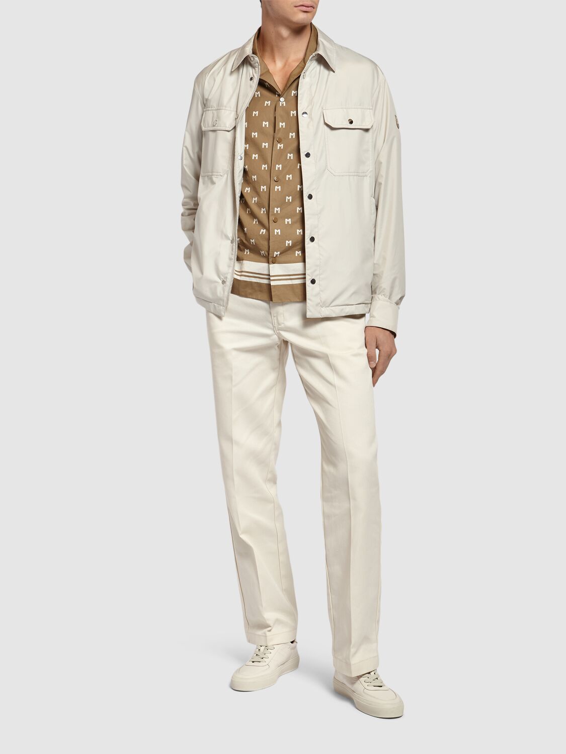 Shop Moncler Piz Tech Shirt Jacket In White