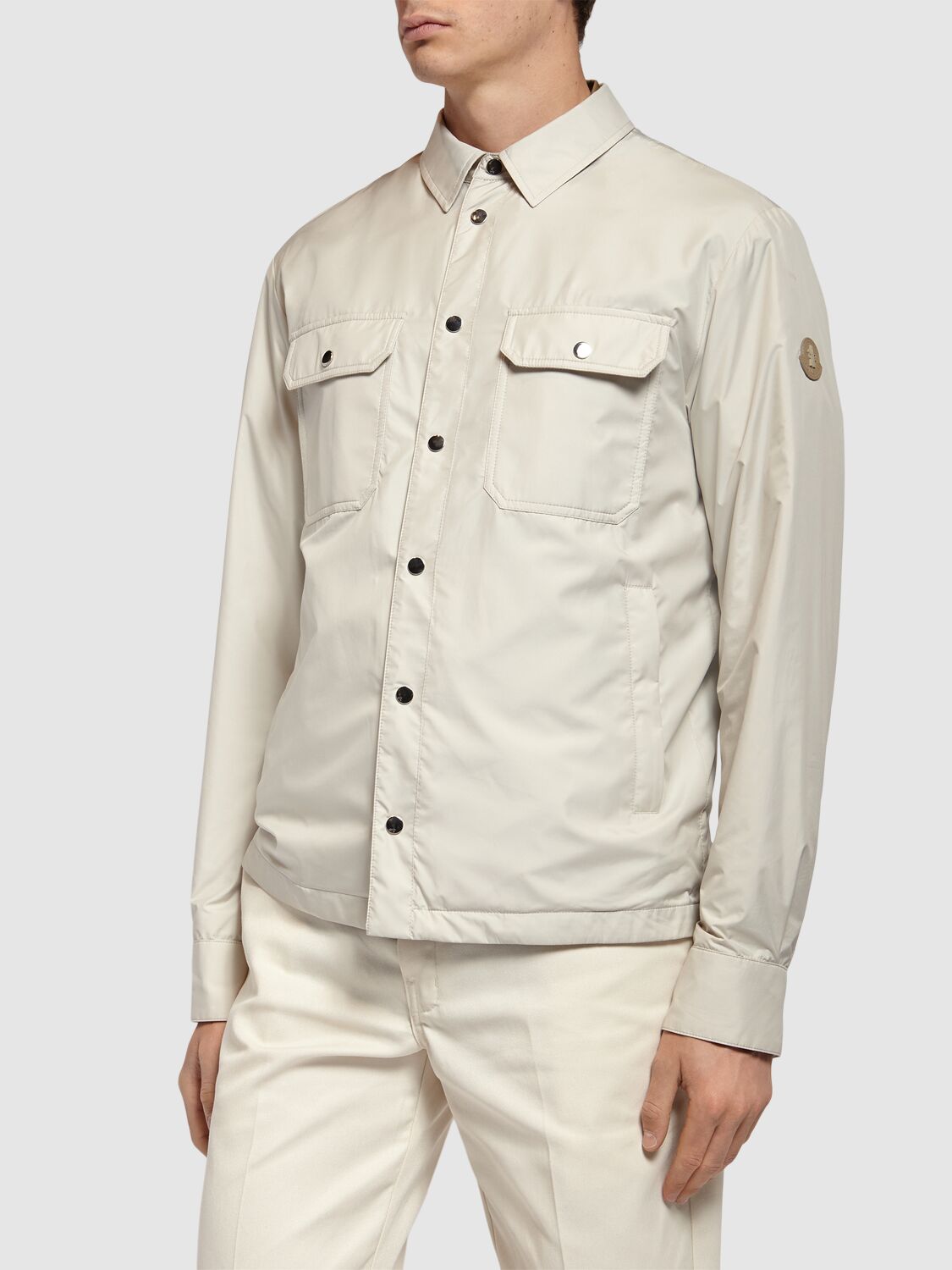 Shop Moncler Piz Tech Shirt Jacket In White