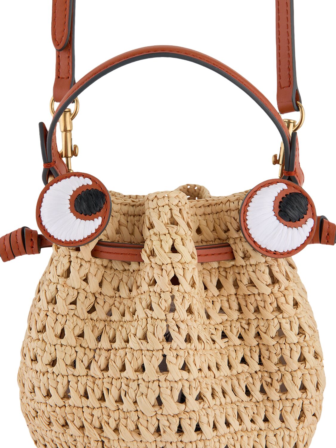 Shop Anya Hindmarch Goldfish Raffia & Smooth Leather Bag In Natural,clement