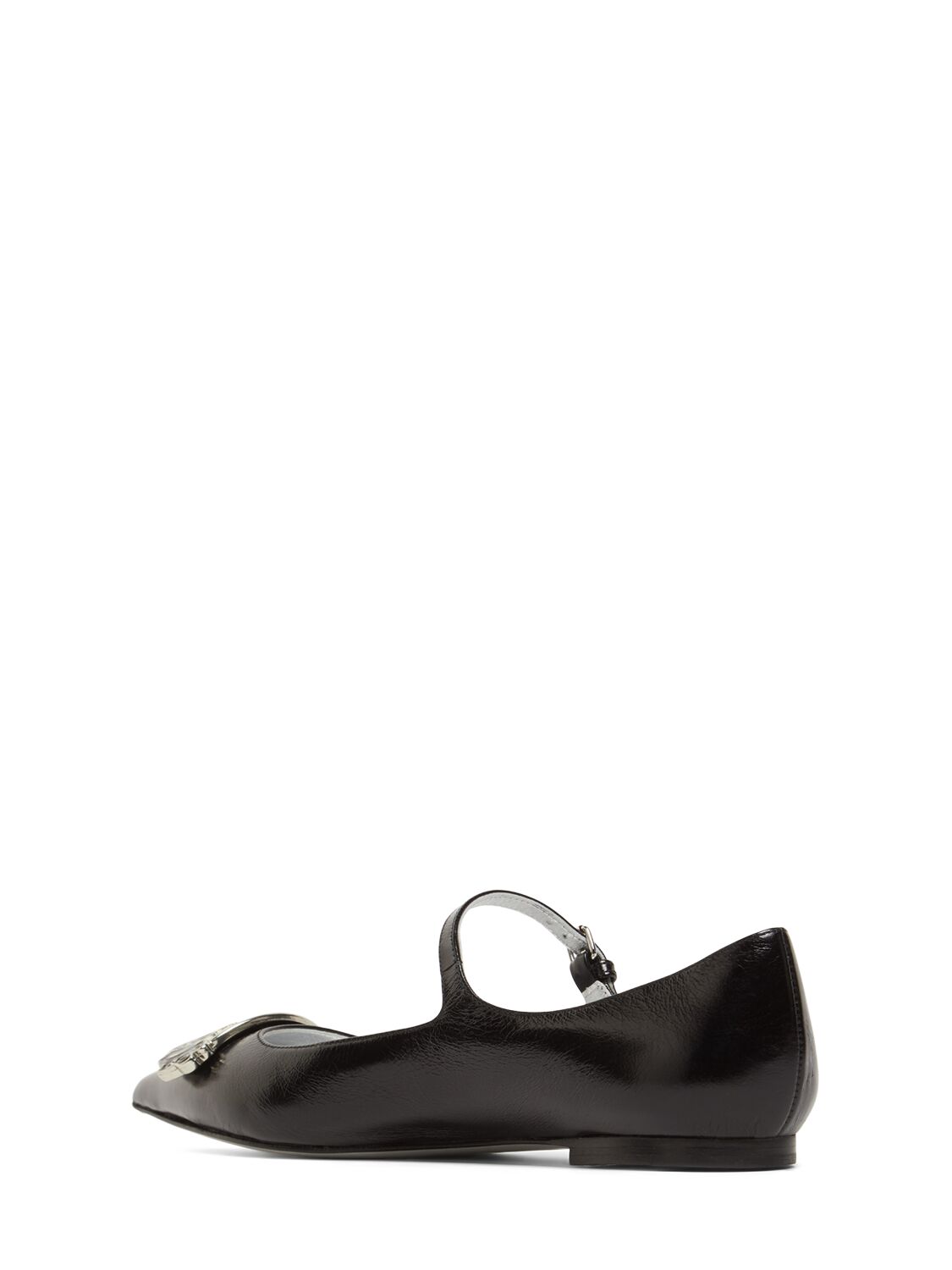 Shop Dsquared2 10mm Gothic Leather Ballerina Flats In Black