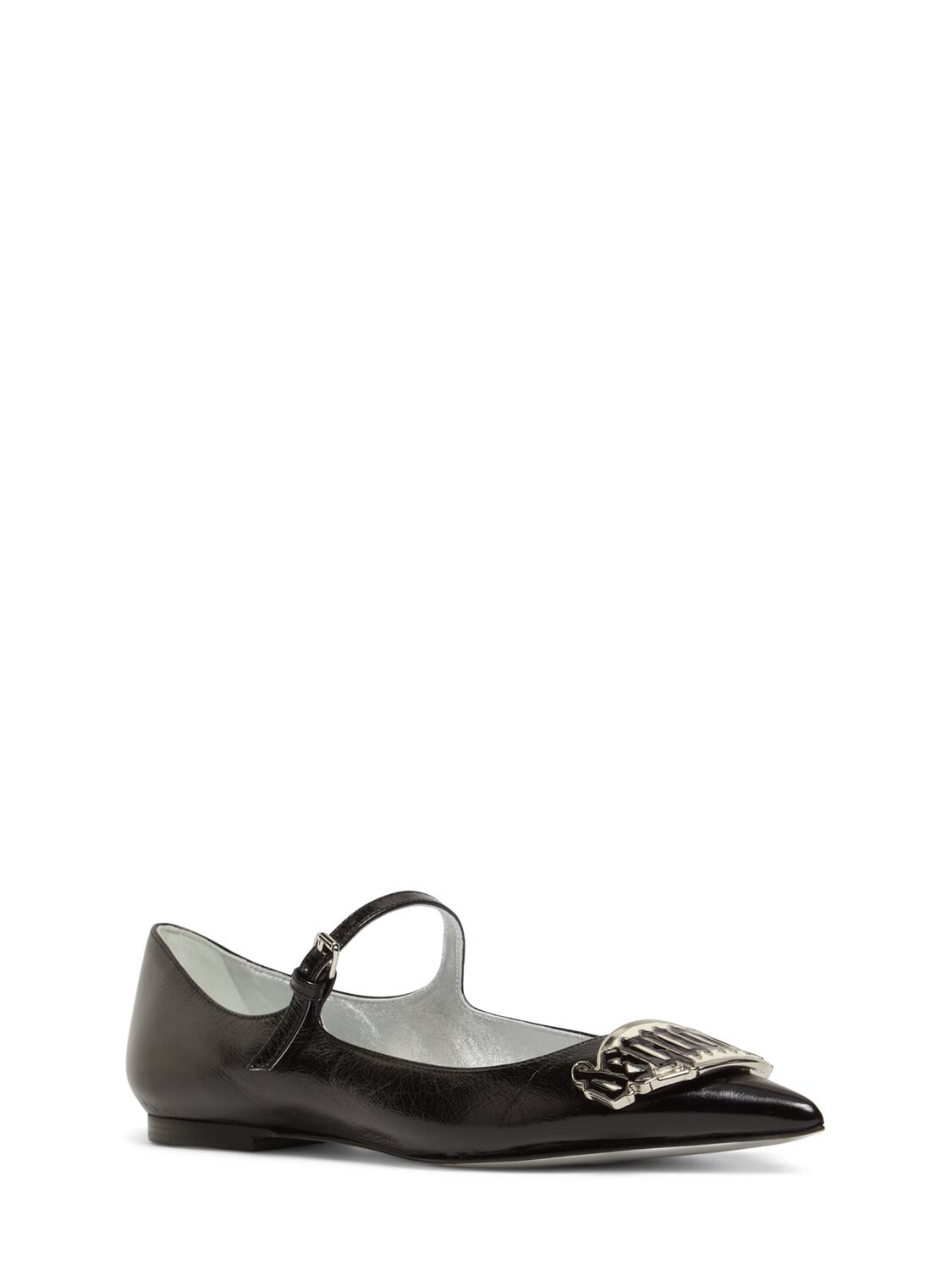 Shop Dsquared2 10mm Gothic Leather Ballerina Flats In Black