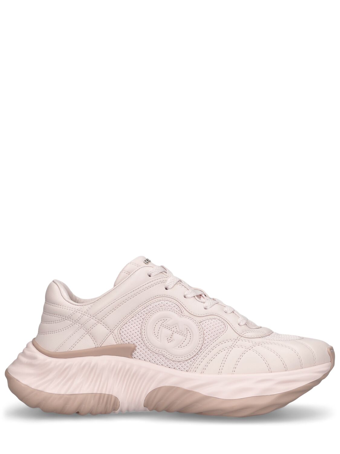 Gucci 65mm Ripple Leather Trainers In Pink