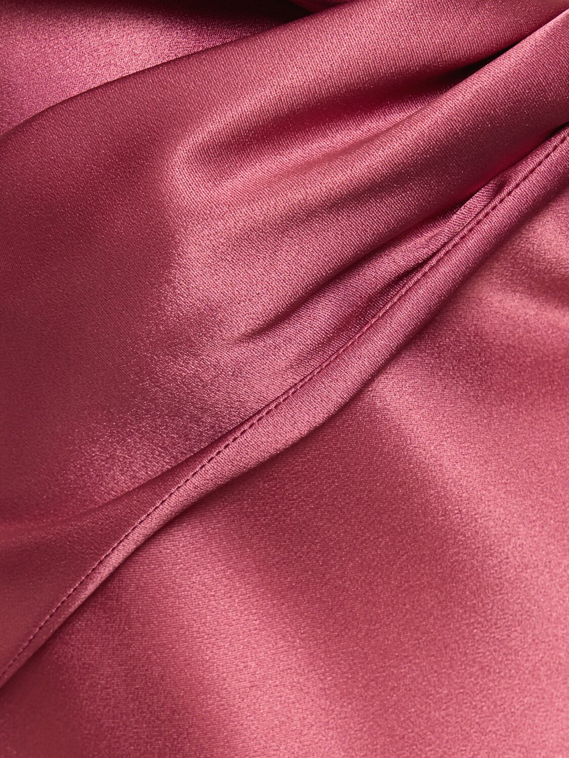 Shop Alberta Ferretti Draped Satin Long Dress In Dark Pink