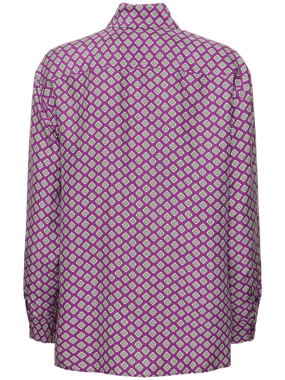 Shop Ralph Lauren Cagney Printed Silk Shirt In Purple