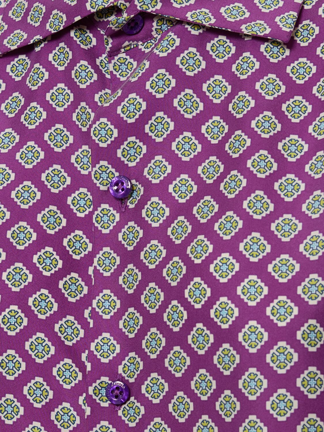 Shop Ralph Lauren Cagney Printed Silk Shirt In Purple