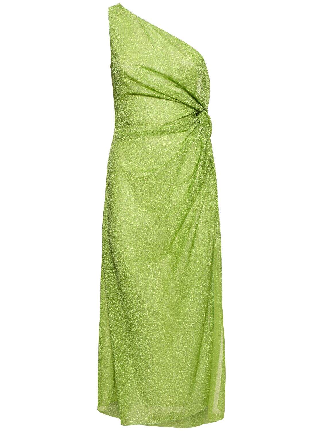 Oséree Swimwear Lumière Lamé Midi Dress W/knot In Green
