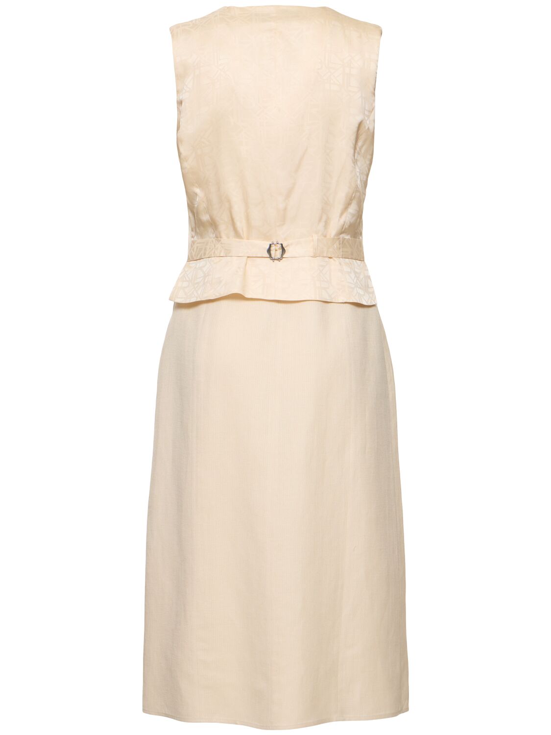 Shop Ralph Lauren Sleeveless Linen & Silk Dress In Ivory