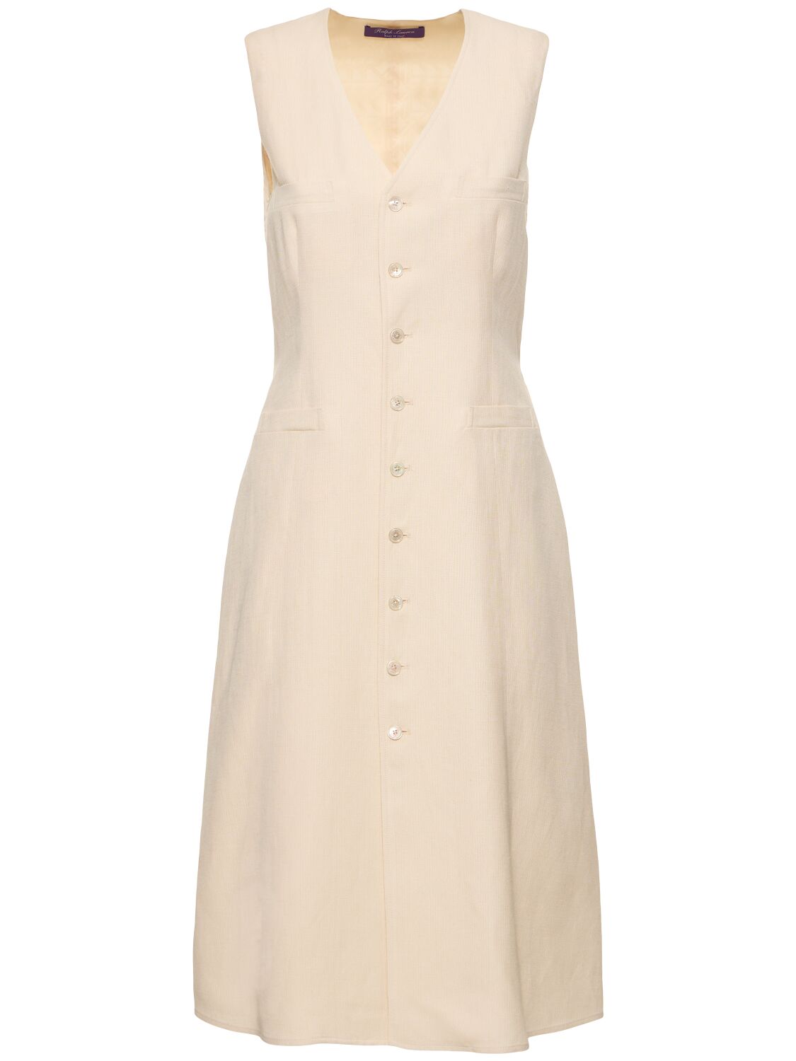 Ralph Lauren Berke Linen And Silk-blend Canvas Midi Dress In Ivory