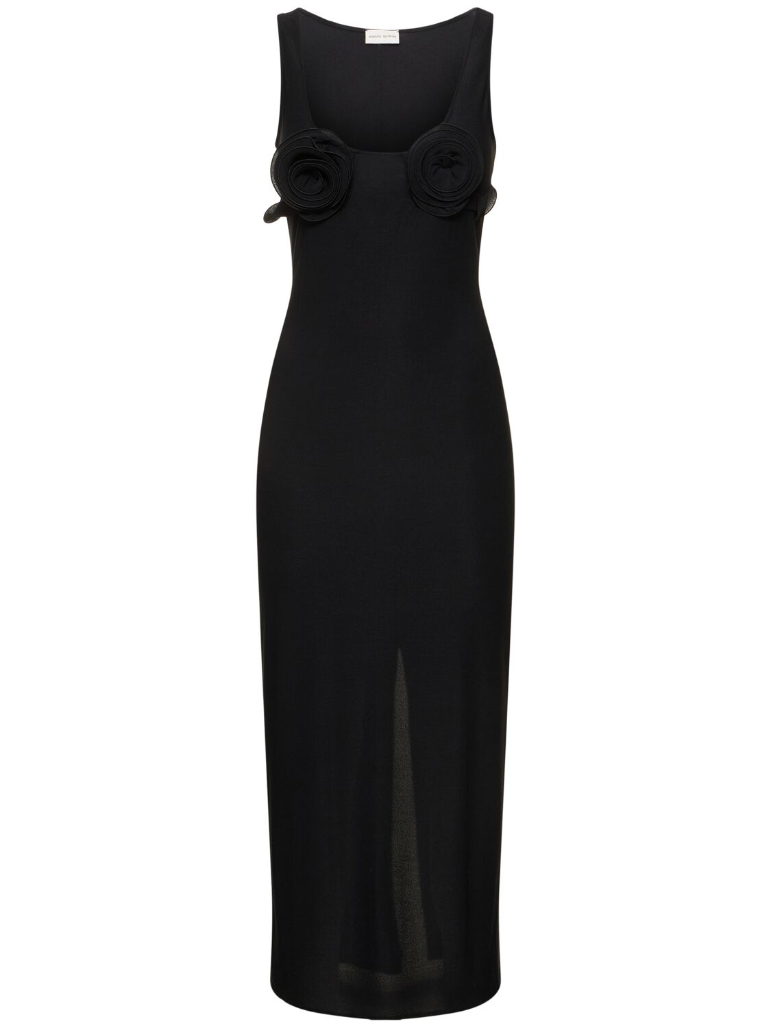 Magda Butrym Jersey Midi Dress W/ Flowers In Black