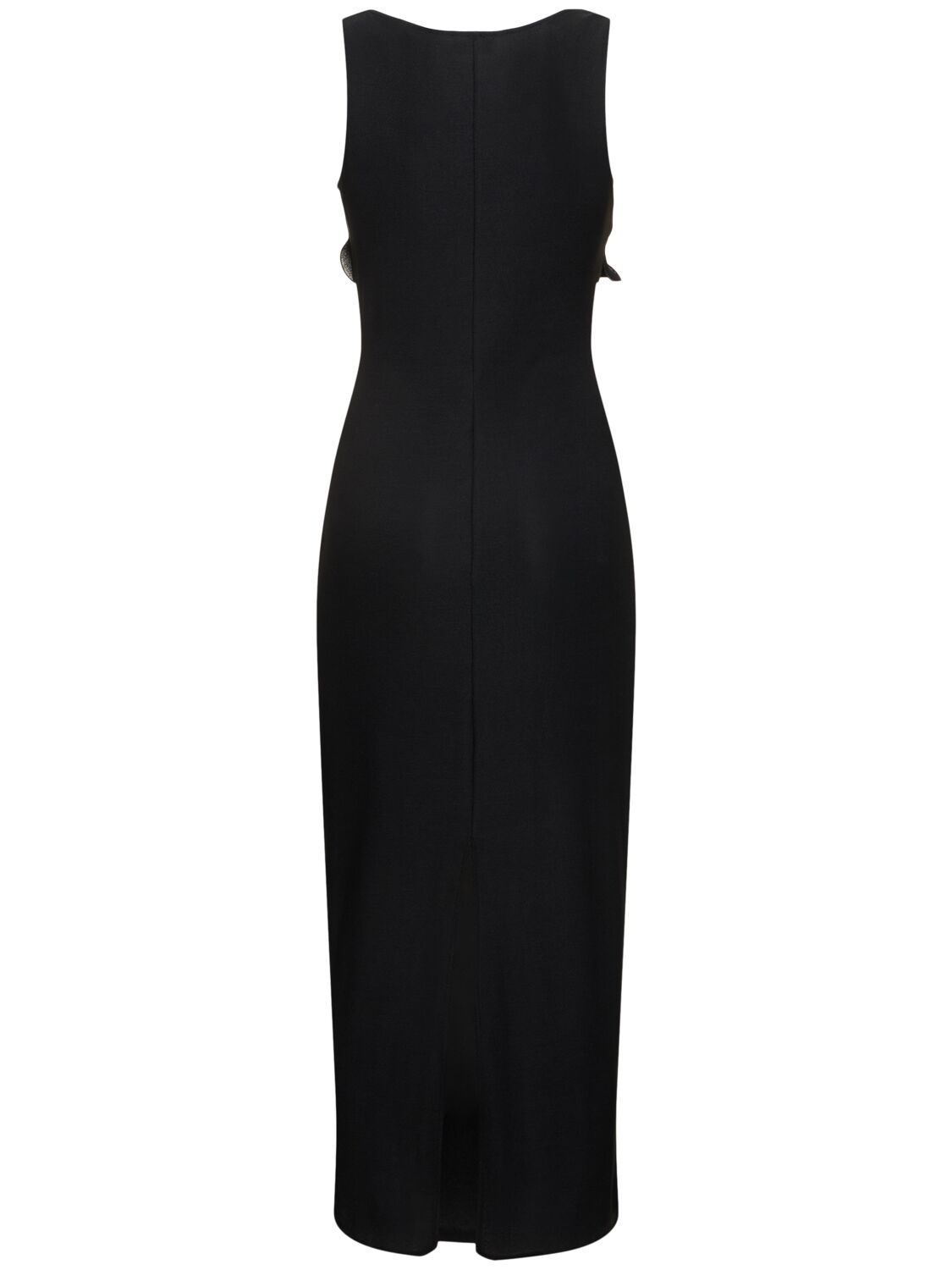 Shop Magda Butrym Jersey Midi Dress W/ Flowers In Black