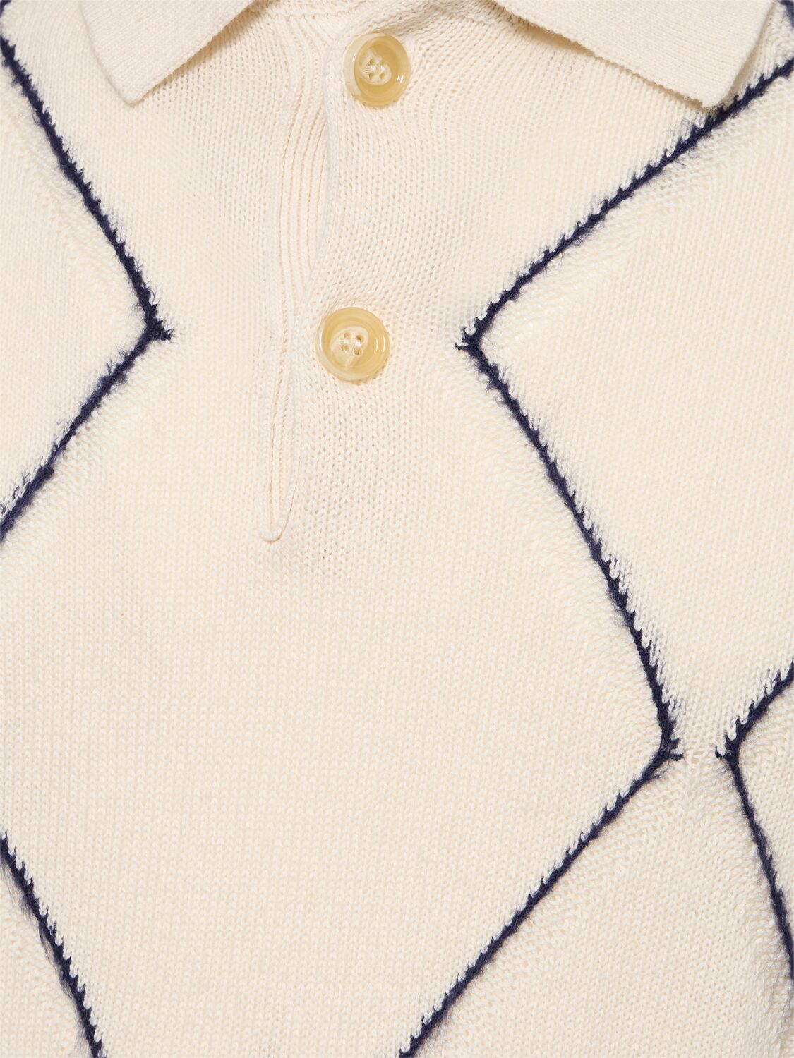 Shop Aspesi Diamond Cotton Blend Knit L/s Polo In White